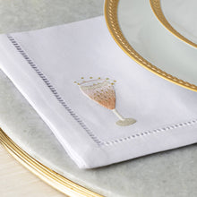 Load image into Gallery viewer, Set of Two Champagne Hand Embroidered Cocktail Napkins - BONADEA
