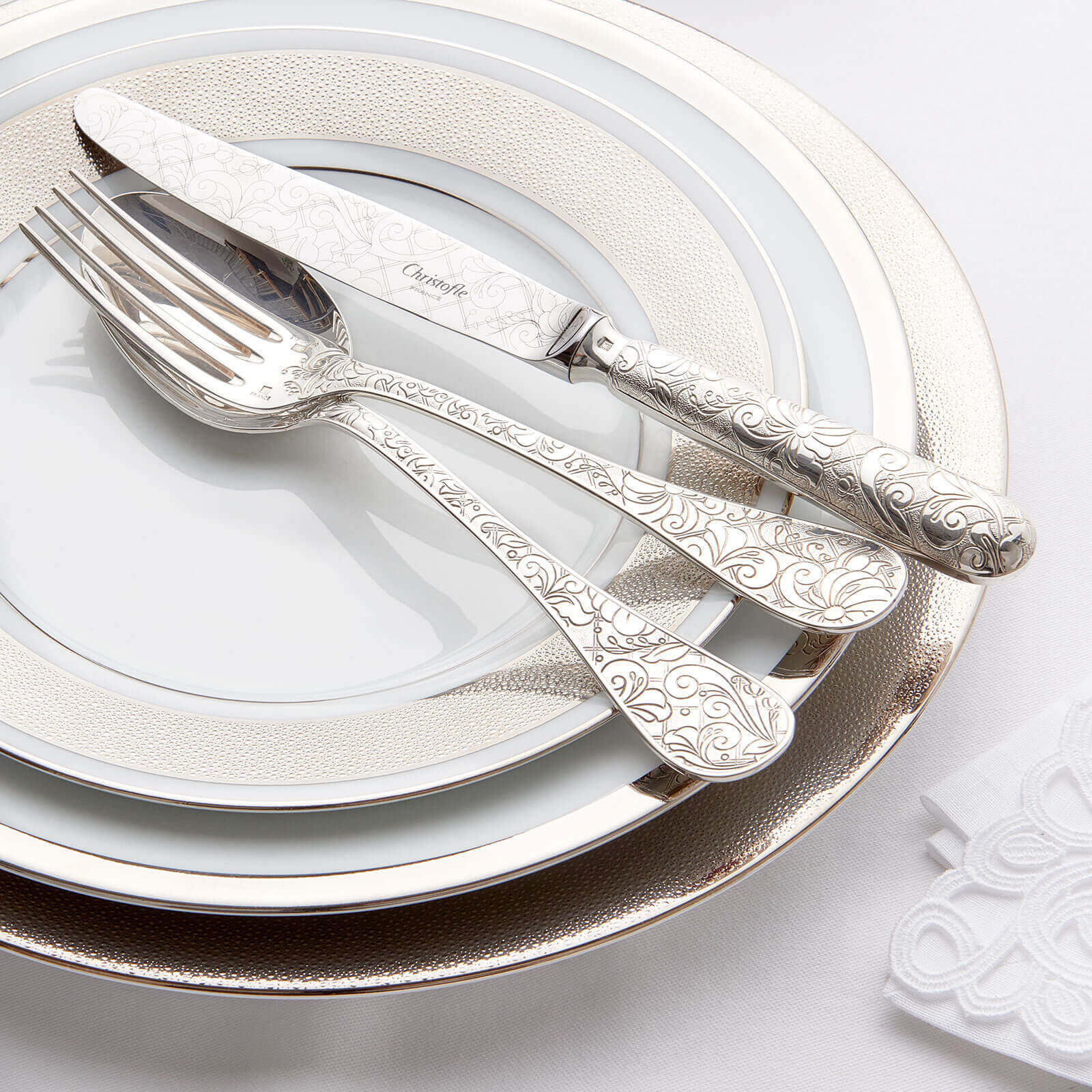Bonadea | Christofle | Jardin d'Eden 4-Piece Silver-Plated Cutlery Set