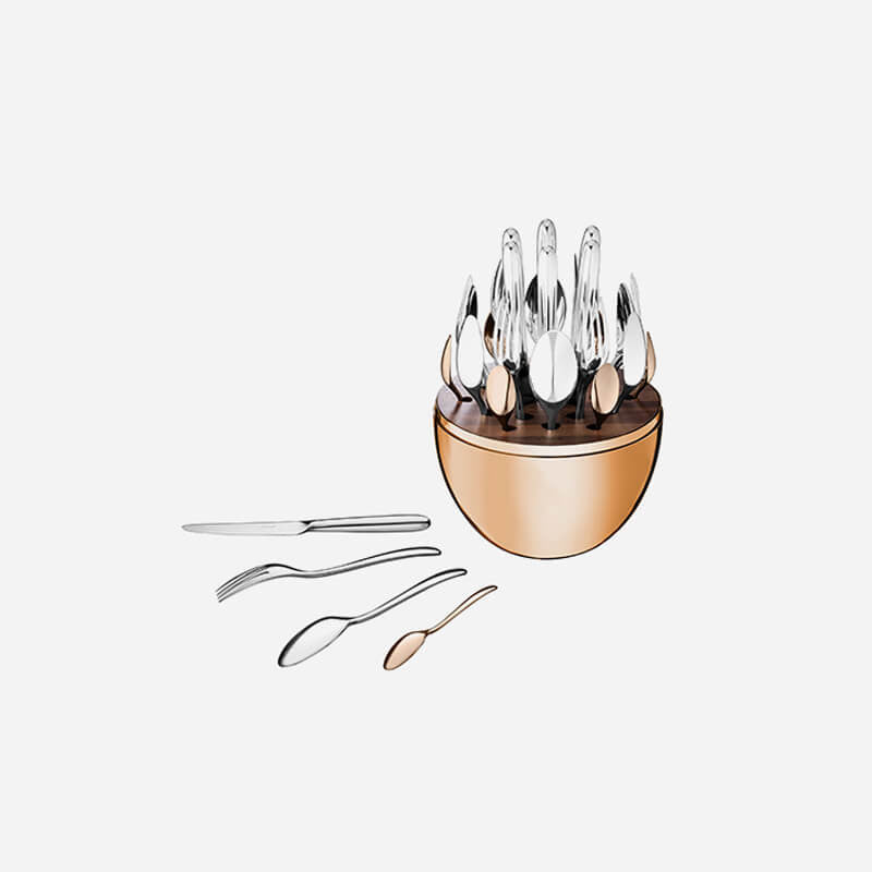 Christofle MOOD Egg 24-Piece Rose Gold Cutlery Set | Bonadea