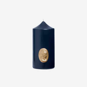 Cameo Pillar Candle Navy