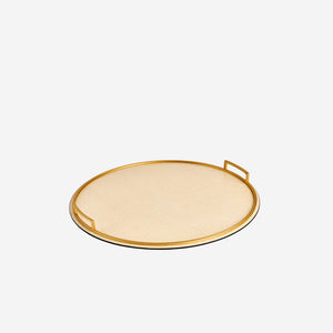 Defile Large Round Crocodile Tray Ivory