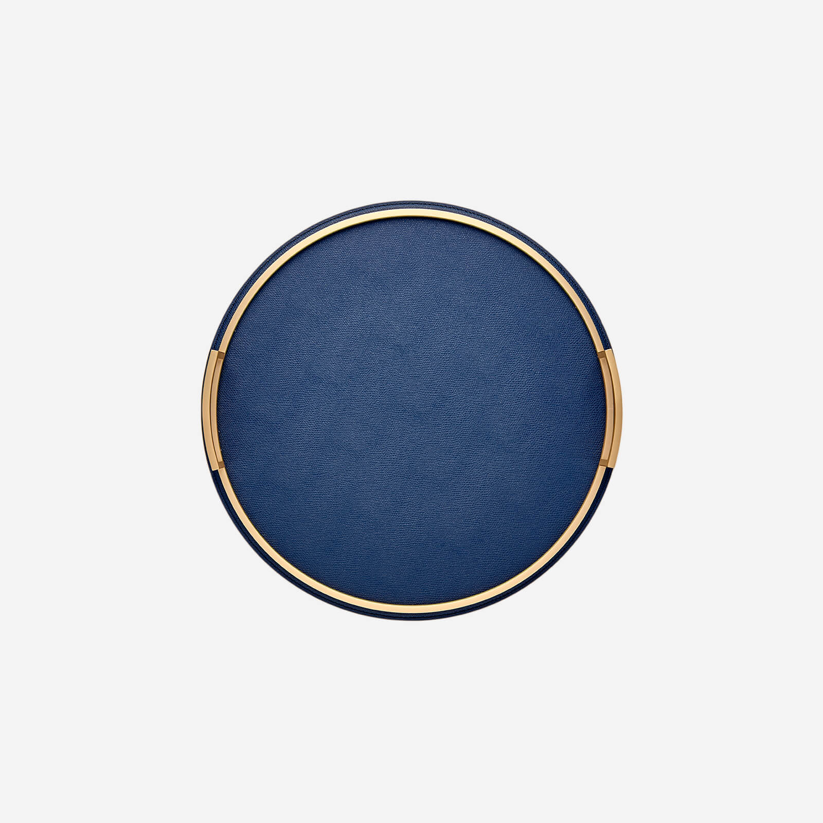 Defile Medium Round Leather Tray Royal Blue Brass