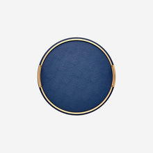 Load image into Gallery viewer, Defile Medium Round Leather Tray Royal Blue Brass
