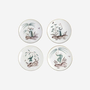 Marie Daage - Divertimente Set of Four Hand-painted Dessert Plates