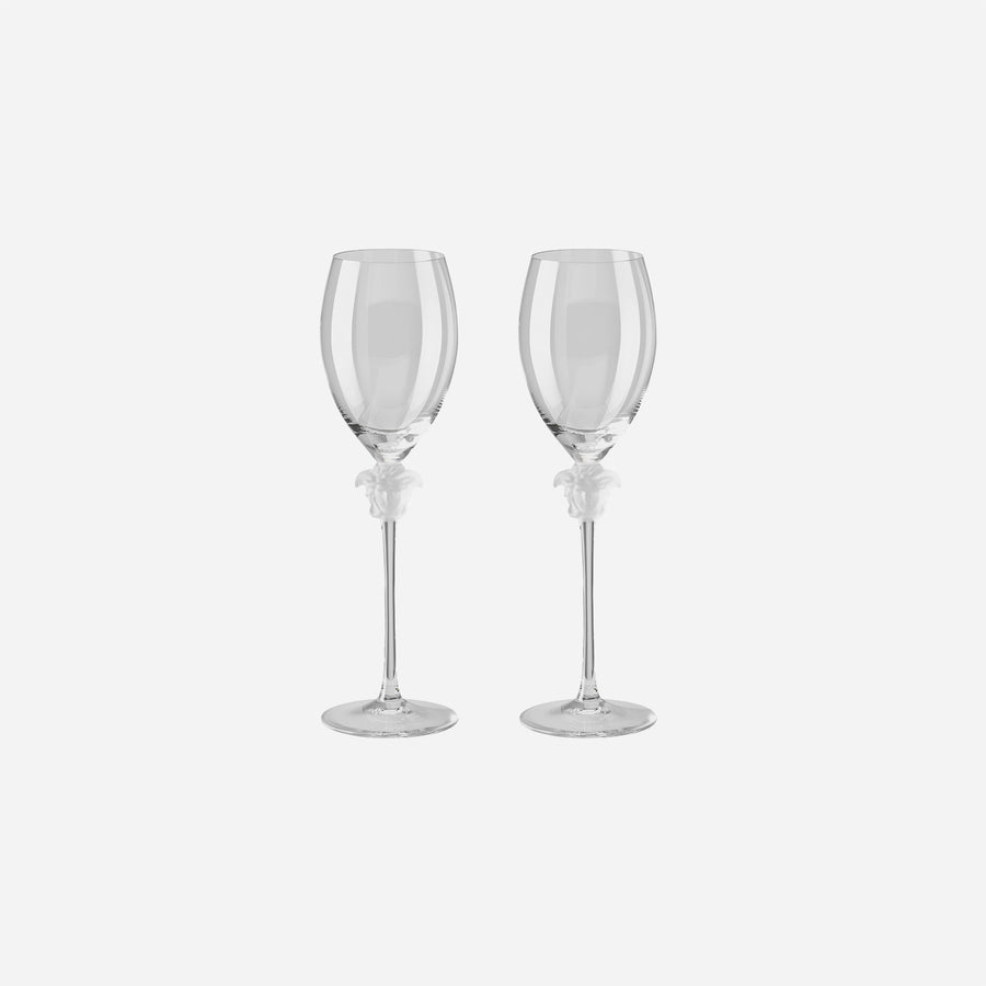 Versace for Rosenthal Medusa Lumiere Pair of White Wine Glasses