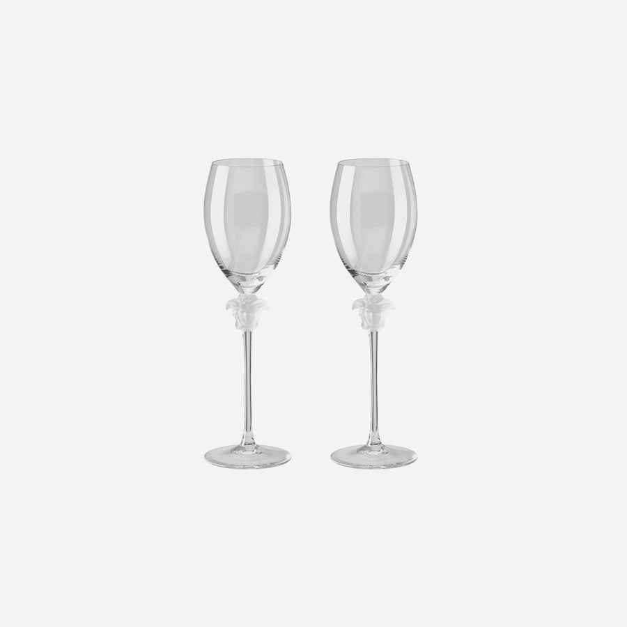 Versace for Rosenthal Medusa Lumiere Pair of White Wine Glasses