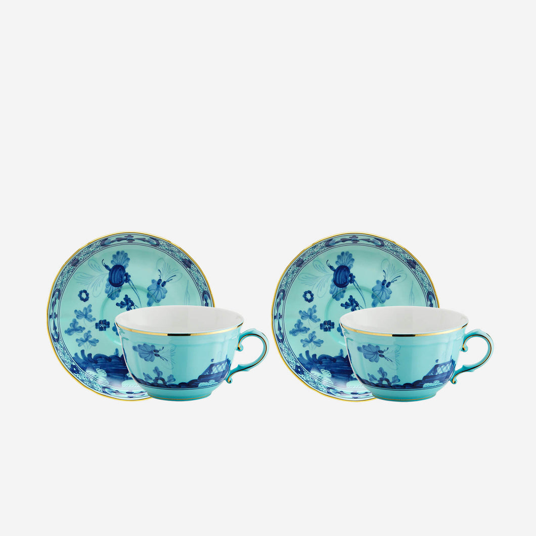 Oriente Italiano Teacup & Saucer Iris - Set of Two by Richard Ginori. Bonadea 