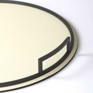 GioBagnara - Medium Round Leather Tray - Ivory