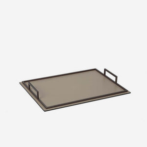 GioBagnara Defile Medium Rectangular Leather Tray Mud