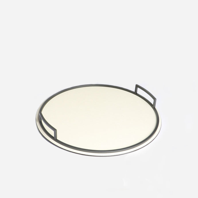 GioBagnara - Defile Round Leather Tray - Ivory