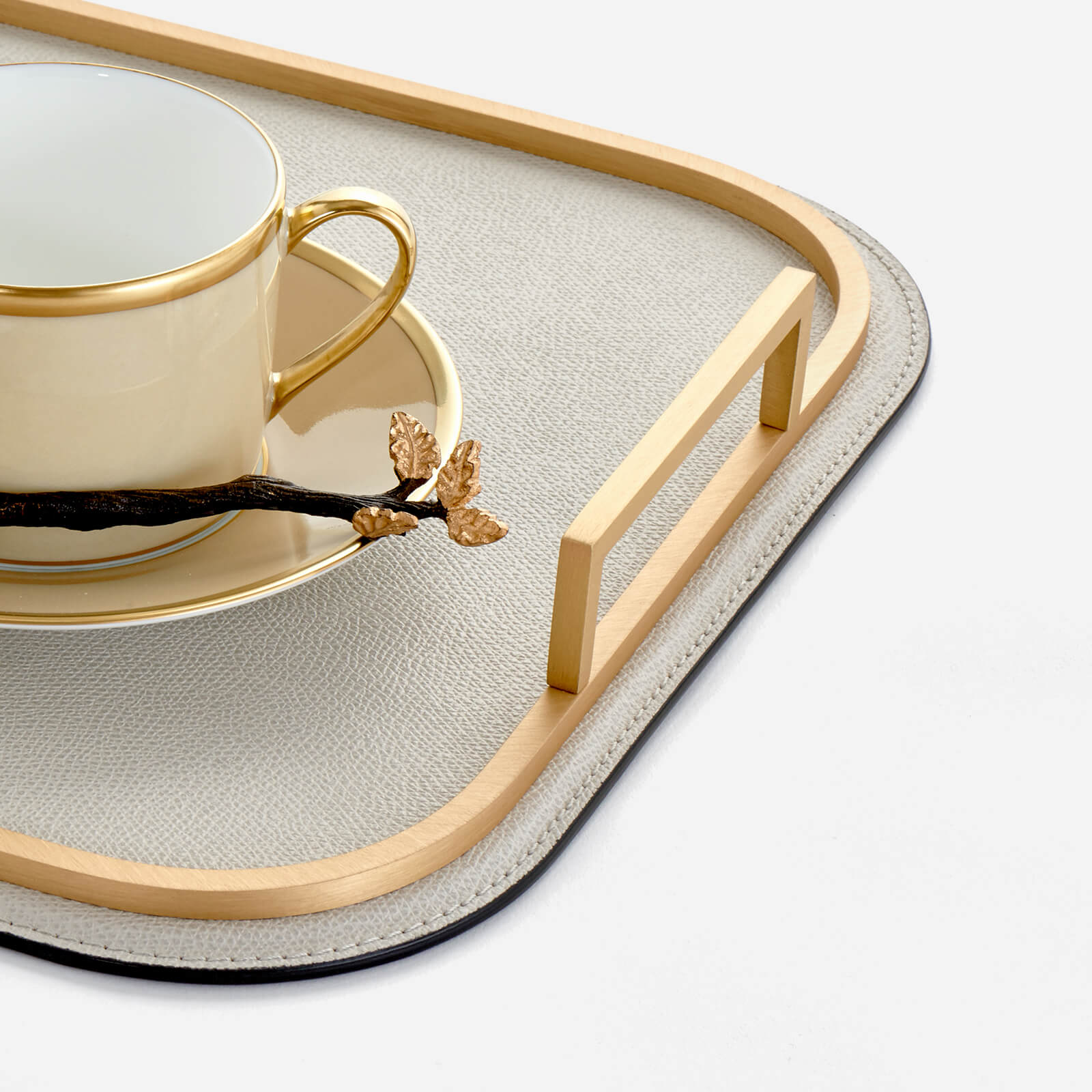 Bonadea | Giobagnara | Bellini Rectangular Leather Tray Brass Handles
