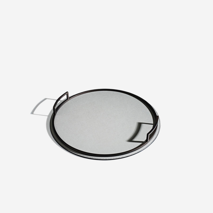 Giobagnara Defile Medium Round Leather Tray Grey