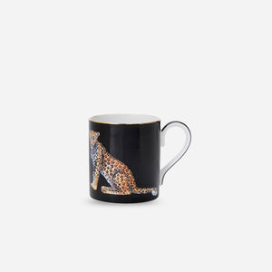 Halcyon Days Leopard on Black Mug -BONADEA