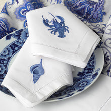 Load image into Gallery viewer, Sibona Marina Blue Lobster Hand-embroidered Dinner Napkin - BONADEA
