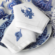 Load image into Gallery viewer, Sibona Marina Blue Sea Shell Hand-embroidered Dinner Napkin - BONADEA
