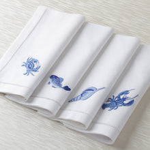 Load image into Gallery viewer, Sibona Marina Blue Lobster Hand-embroidered Dinner Napkin - BONADEA
