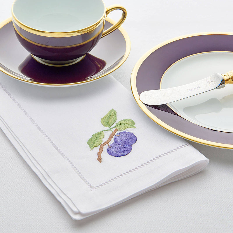 Sibona Plum Hand-embroidered Dinner Napkins