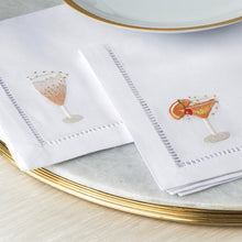 Load image into Gallery viewer, Set of Two Champagne Hand Embroidered Cocktail Napkins - BONADEA
