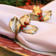 Load image into Gallery viewer, Holly Set of Four Napkin Rings
