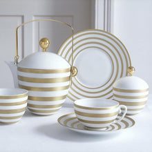 Load image into Gallery viewer, J.L Coquet Hémisphère Gold Stripe Coffee Cup &amp; Saucer
