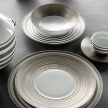 Load image into Gallery viewer, JL Coquet Hemisphere Platinum Stripe Dessert Plate
