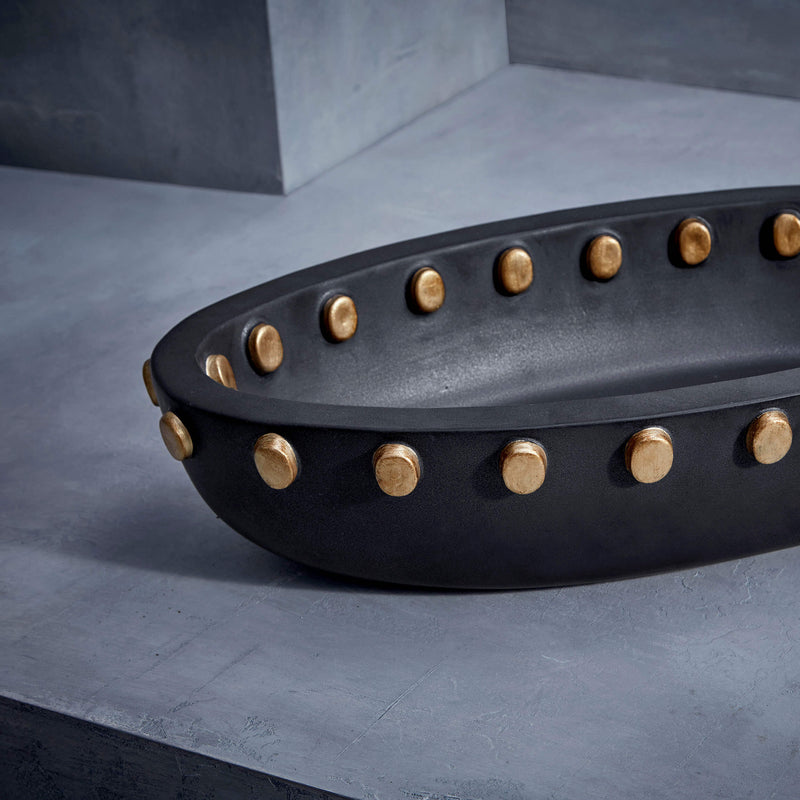 L'Objet Teo Black & Gold Oval Bowl -BONADEA