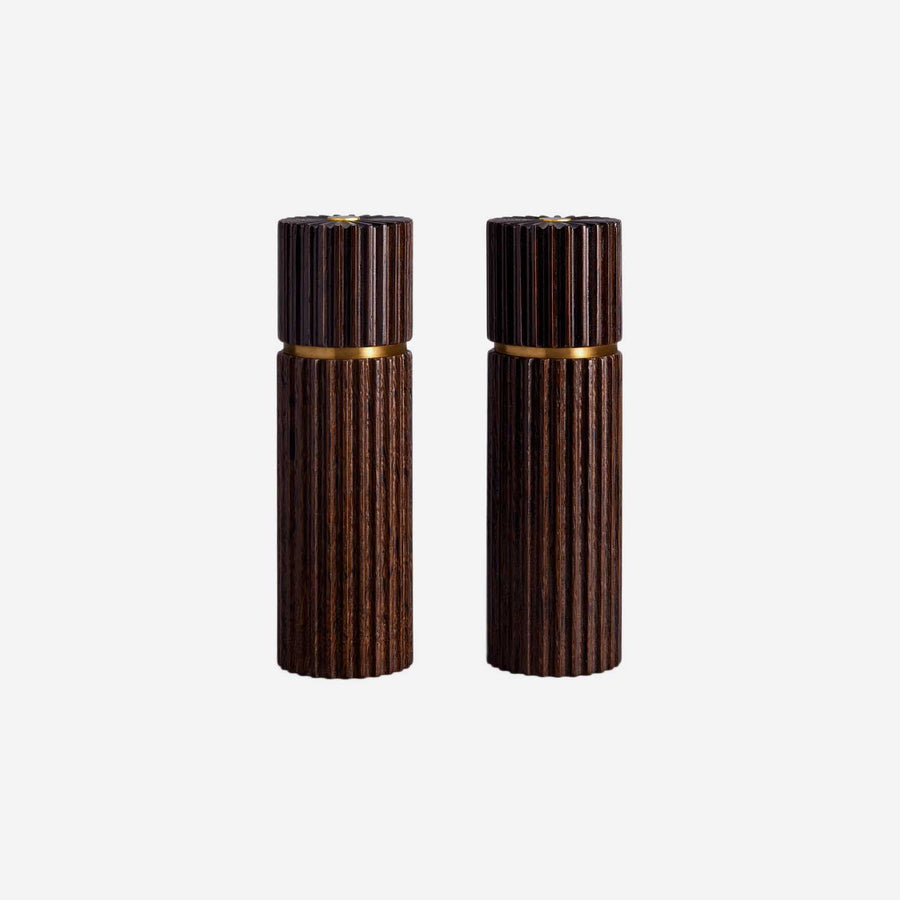 L'Objet Ionic Salt & Pepper Set - Smoked Oak