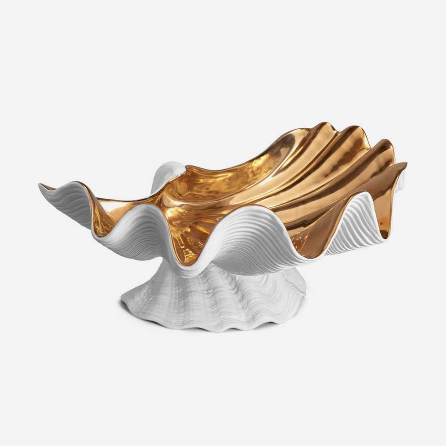 L'Objet Neptune Bowl, White and Gold, Extra Large