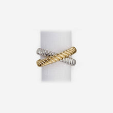Load image into Gallery viewer, L&#39;Objet - Deco Twist Set of 4 Gold &amp; Platinum Napkin Rings
