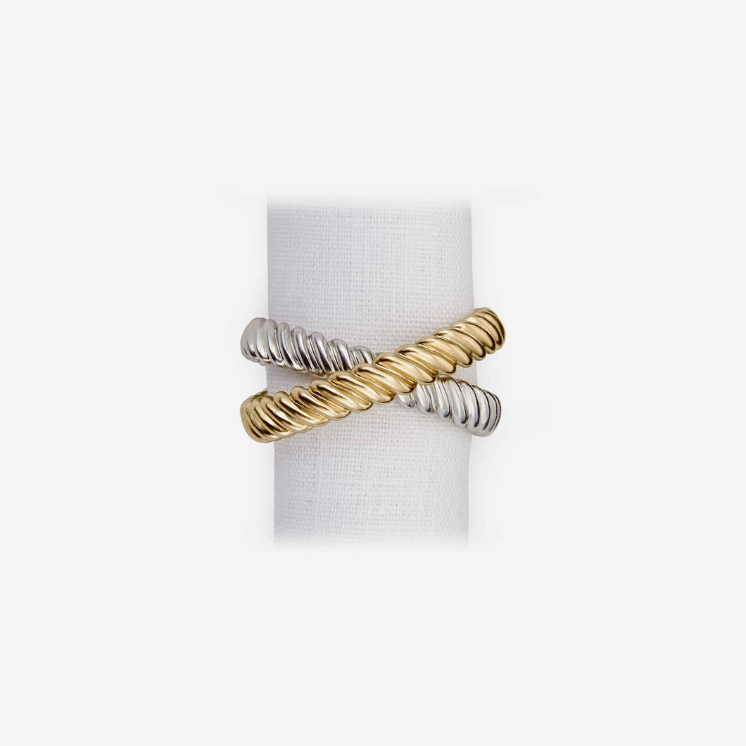 L'Objet - Deco Twist Set of 4 Gold & Platinum Napkin Rings