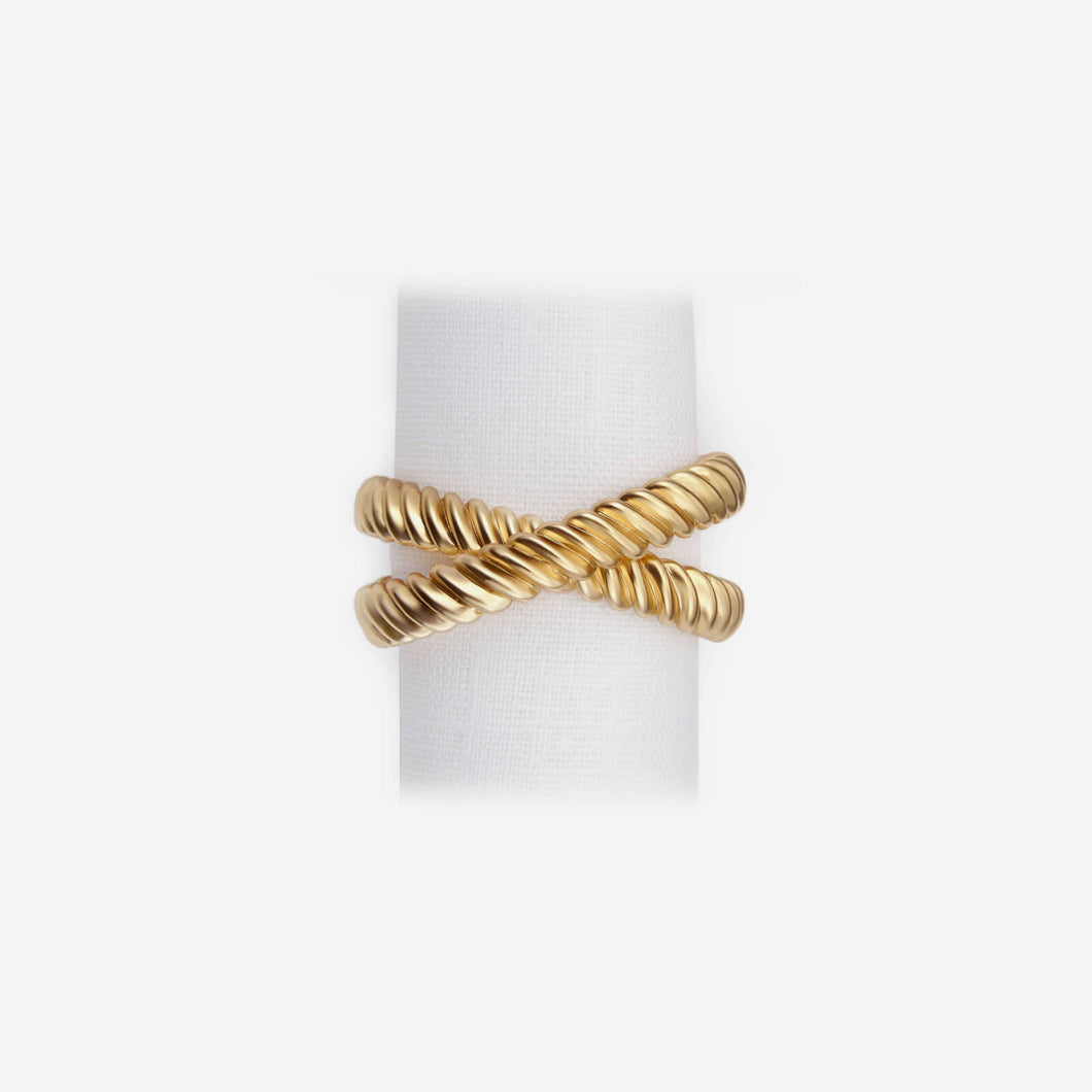 L'Objet Napkin Rings - Deco Twist Set of 4 Gold Napkin Rings