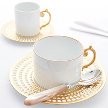 Load image into Gallery viewer, L&#39;Objet Perlée Gold - Gift Set of Two Tea Cups &amp; Saucers - BONADEA
