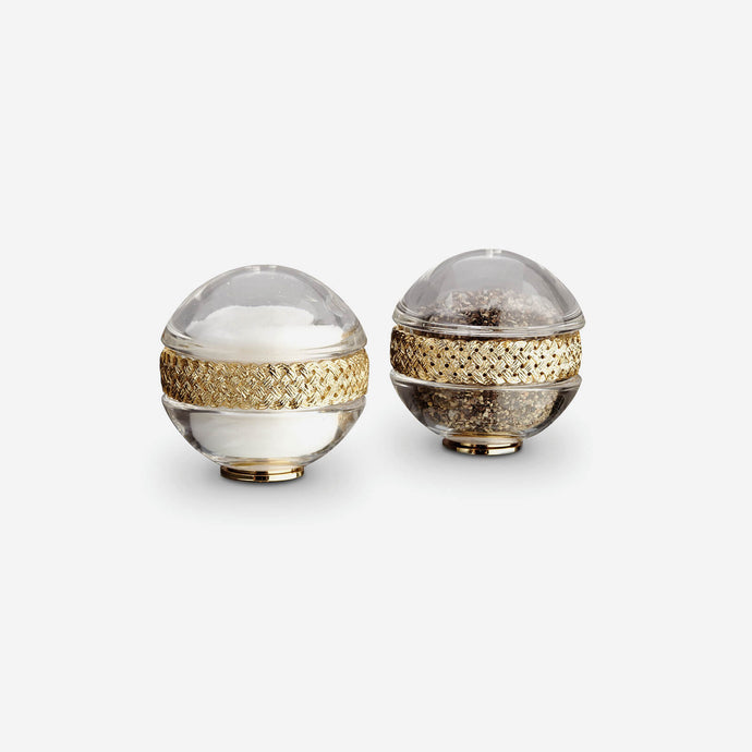 L'Objet Braid Gold Spice Jewels Salt & Pepper Set -BONADEA