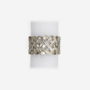 L'Objet Braid Set of 4 Platinum Napkin Rings -BONADEA