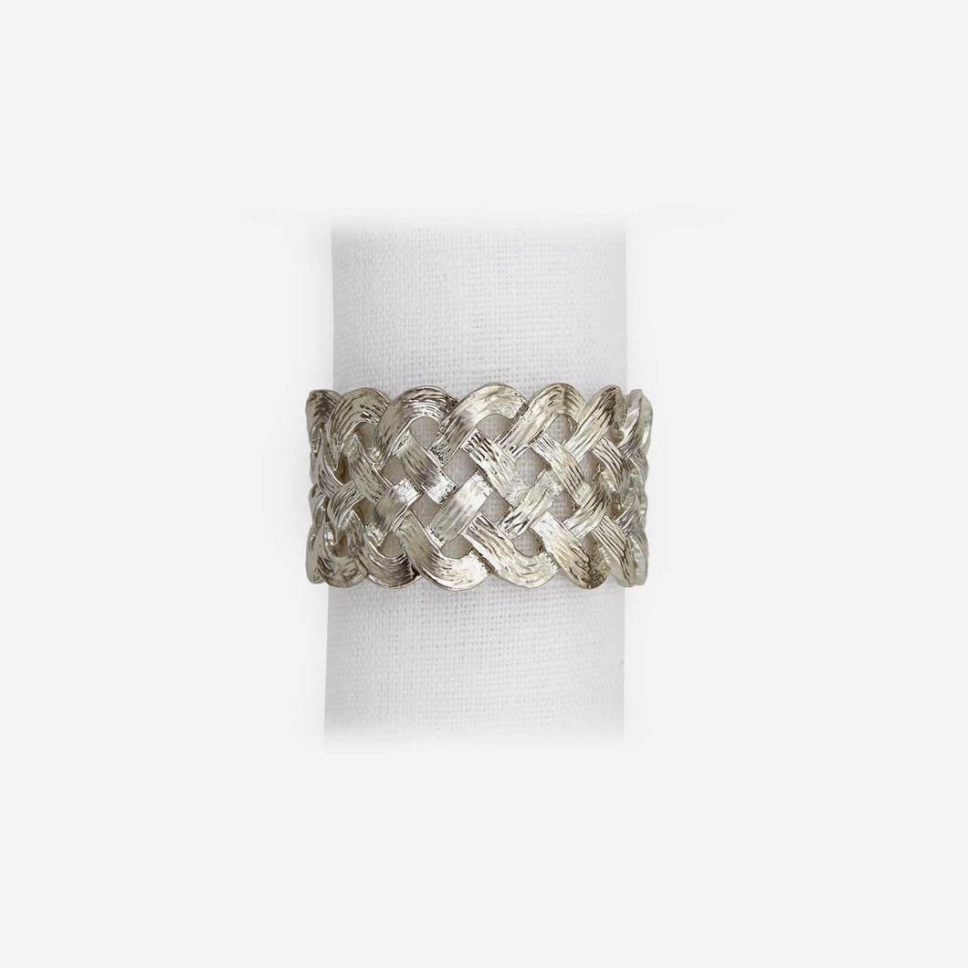 L'Objet Braid Set of 4 Platinum Napkin Rings -BONADEA