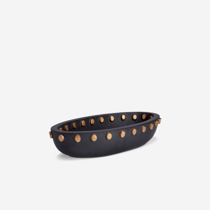 L'Objet Teo Black & Gold Oval Bowl -BONADEA