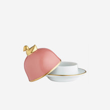 Load image into Gallery viewer, legle bright pink butter dish with gold detail bonadea
