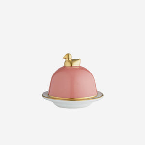 legle bright pink butter dish with gold detail bonadea