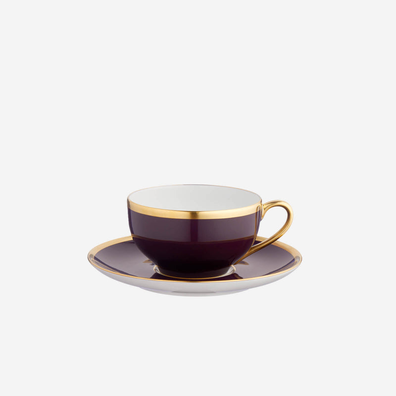 Legle Limoges Sous Le Soleil Aubergine Teacup & Saucer