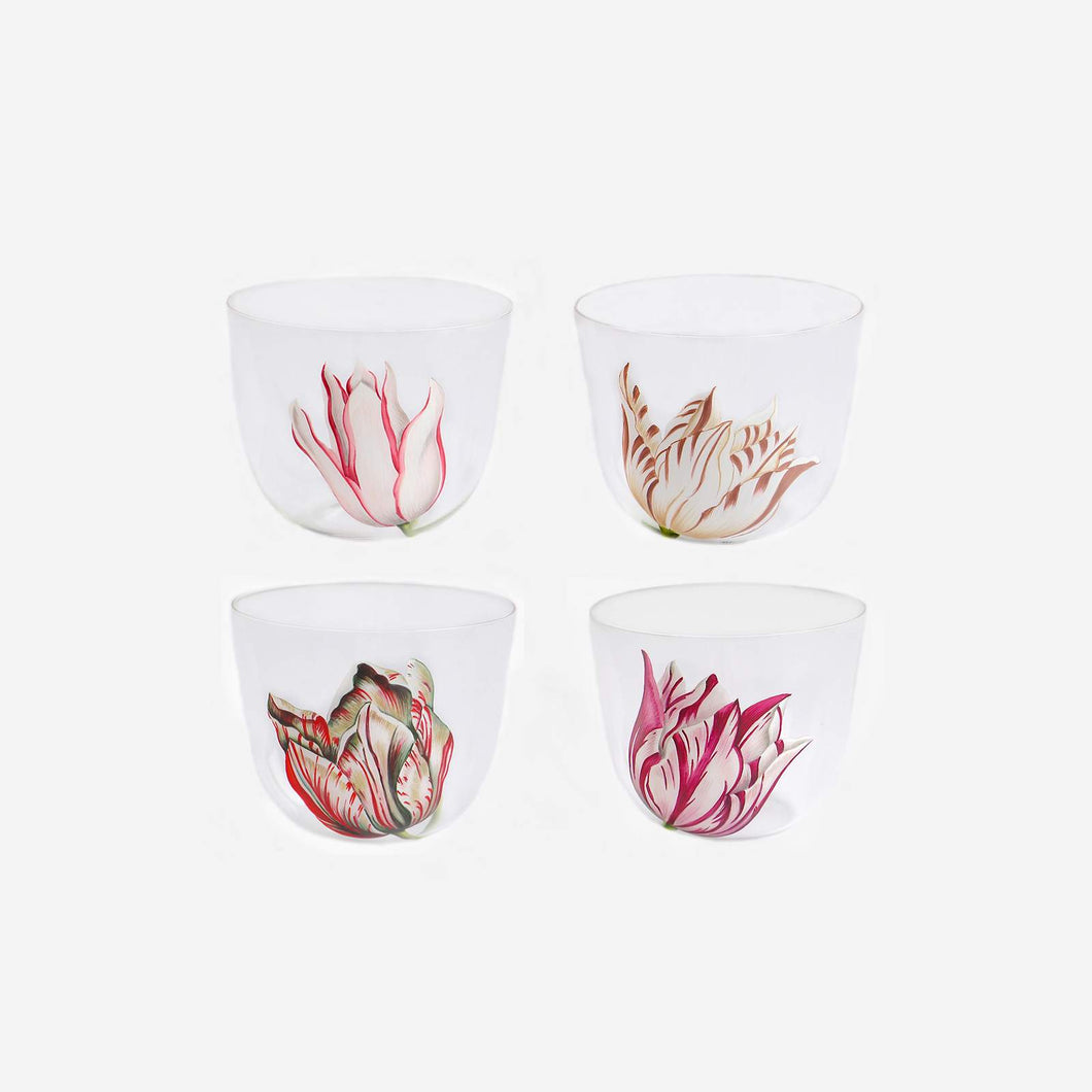 Lobmeyr - Tulipmania Set of Four Had-painted Glasses