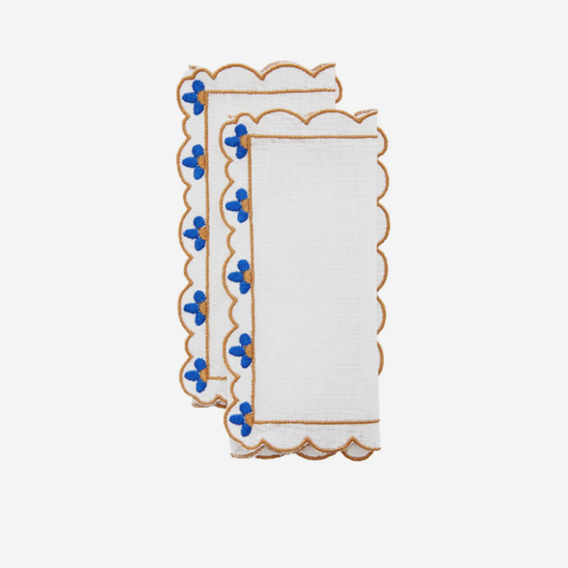 Los Encajeros Blue Flower Cocktail Napkin Bonadea