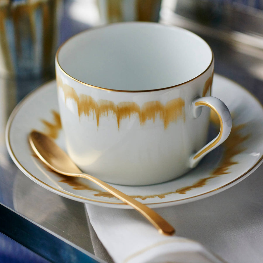 Marie Daâge Iris Tea Cup & Saucer Gold