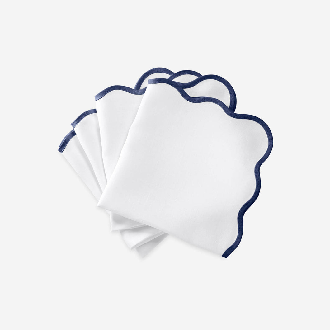 Matouk Set-of-Four Scallop Napkins - Sapphire Blue