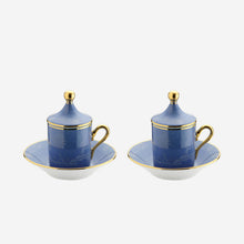 Load image into Gallery viewer, Oriente Italiano Espresso Cup with Lid &amp; Saucer Pervinca - Set of 2
