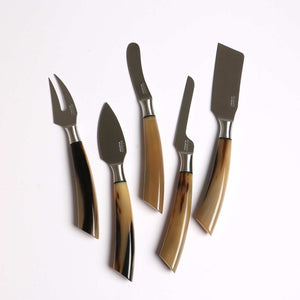 Set of Five Ox Horn Cheese Knives