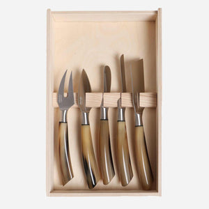 Set of Five Ox Horn Cheese Knives