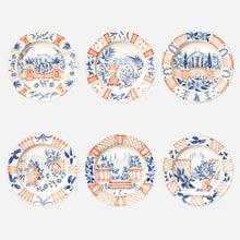 Load image into Gallery viewer, Bonadea Laboratorio Paravicini Set of Six Italian Views Dinner Plates
