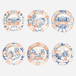 Bonadea Laboratorio Paravicini Set of Six Italian Views Dinner Plates