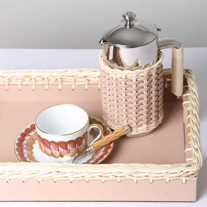 Pigment France - Rennes Carafe - Natural Rattan and Blush Pink Leather
