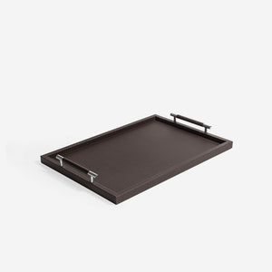 Pinetti Tray | Dedalo Square Leather Tray with Handles - Ivory